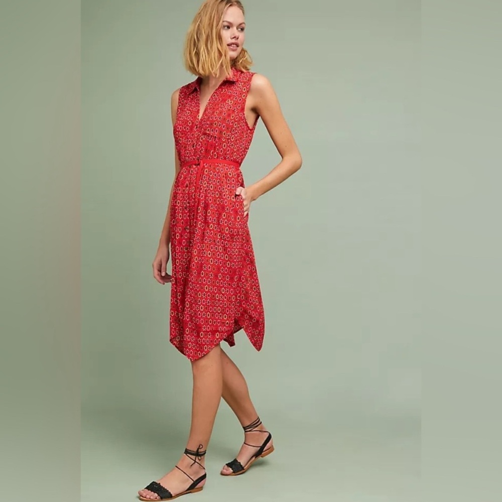 Anthropologie Maeve Vicki Floral Shirt Dress Sz 4